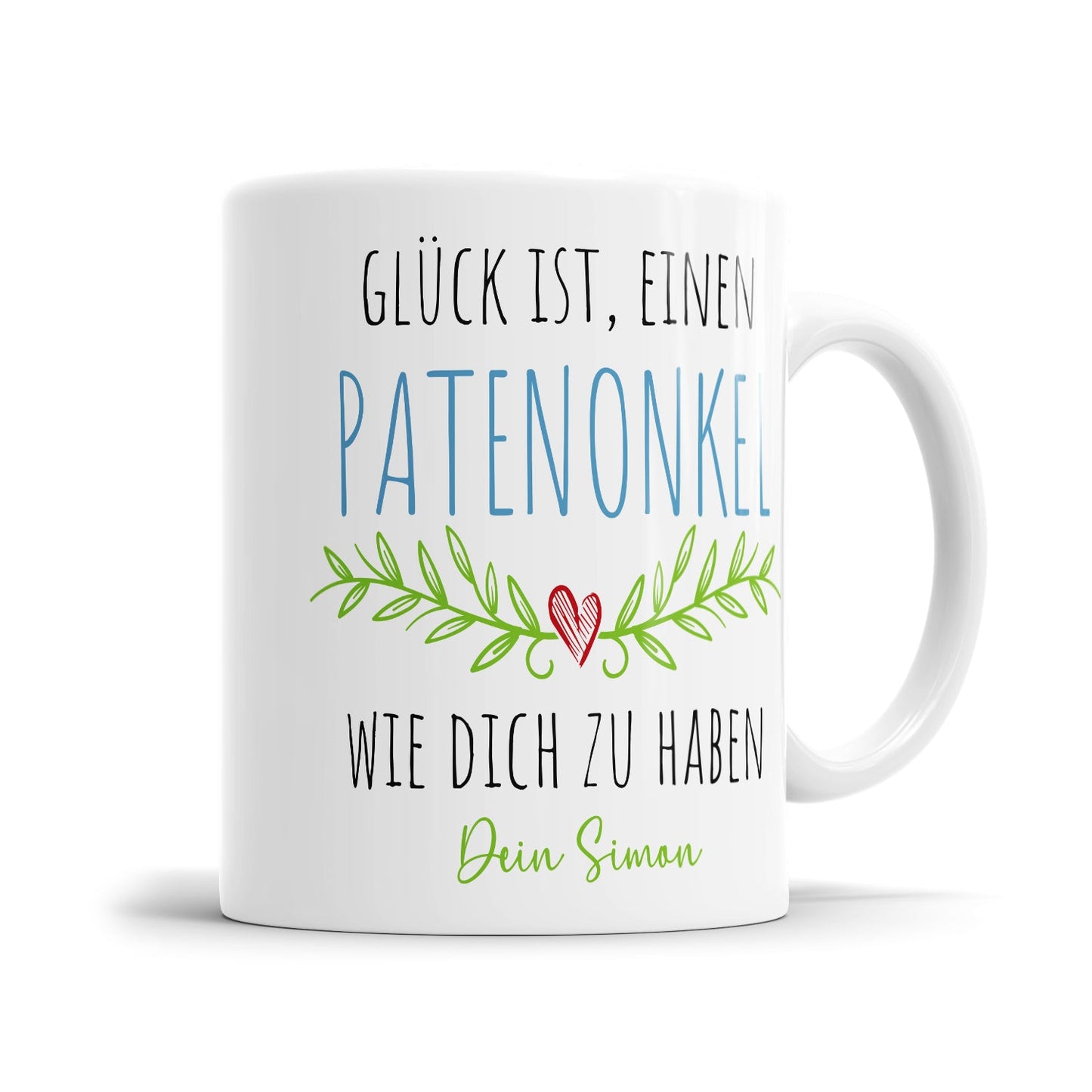 Liebevolle Onkeltasse für Patenonkel mit Kindernamen