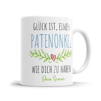 Liebevolle Onkeltasse für Patenonkel mit Kindernamen