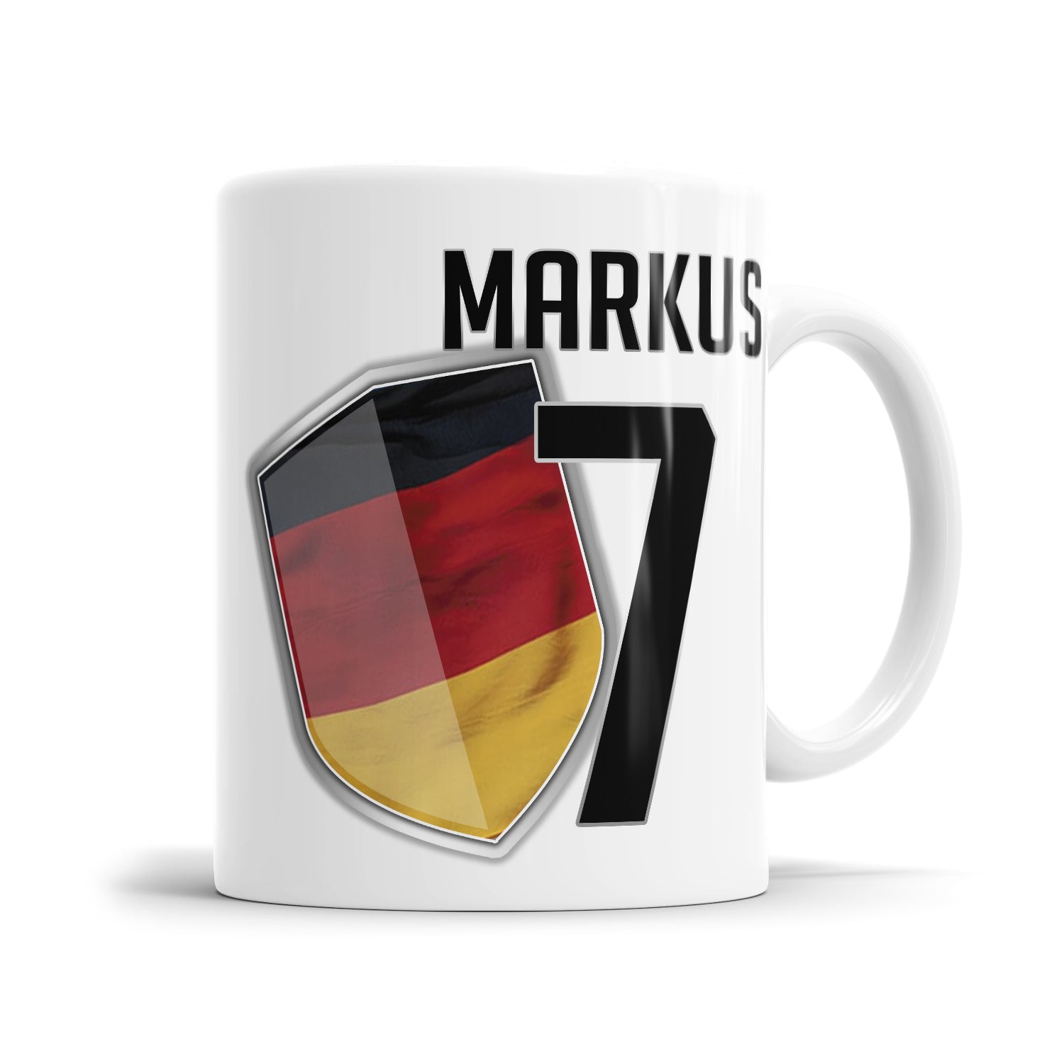 Personalisierte Länder Trikot Tasse mit Name und Nummer im Sportdesign