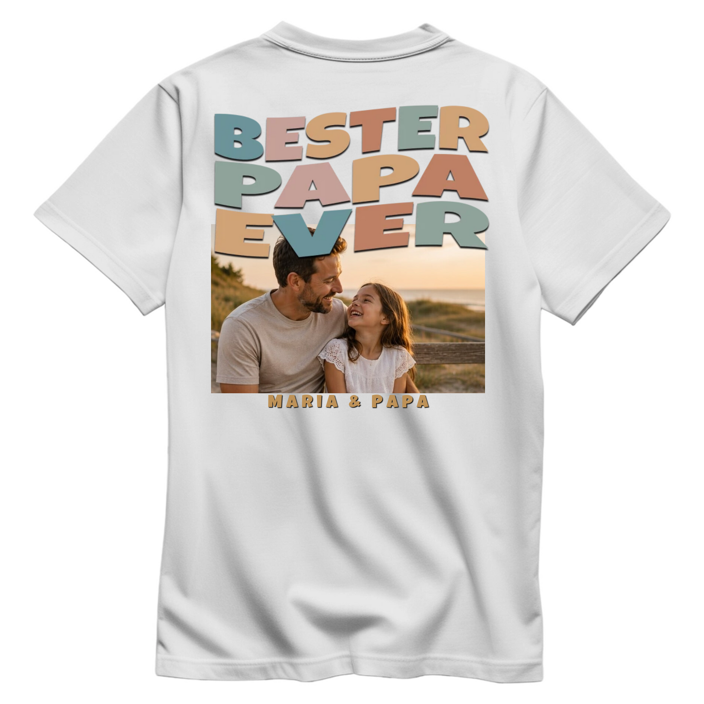 Personalisiertes Papa Shirt „Bester Papa Ever“ mit Foto-Rückenprint - Weiß - Produktvorschau