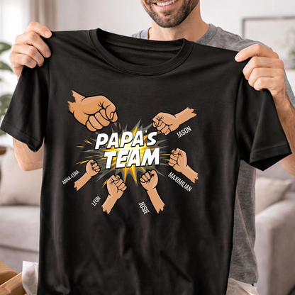 Personalisiertes Papa Shirt „Papas Team“ mit Namen der Kinder - Produkt Beispiel