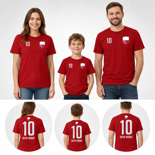 Polen Fan-Shirts mit Name und Nummer in passenden Größen für Kinder und Erwachsene