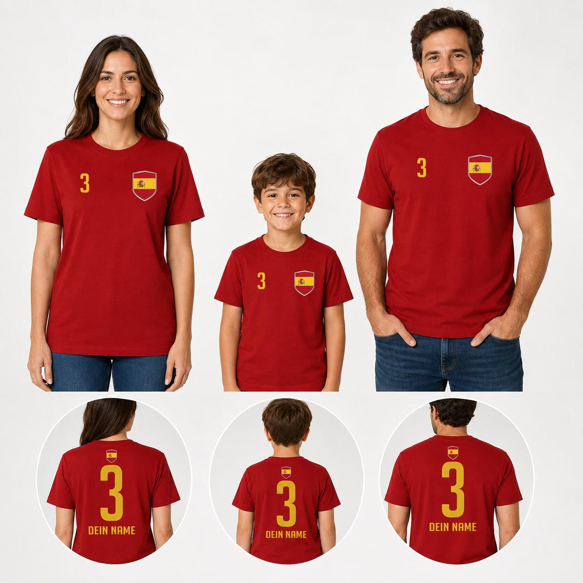 Schweiz Fan-Shirts für Kinder und Erwachsene mit personalisiertem Rückenaufdruck und Wappen