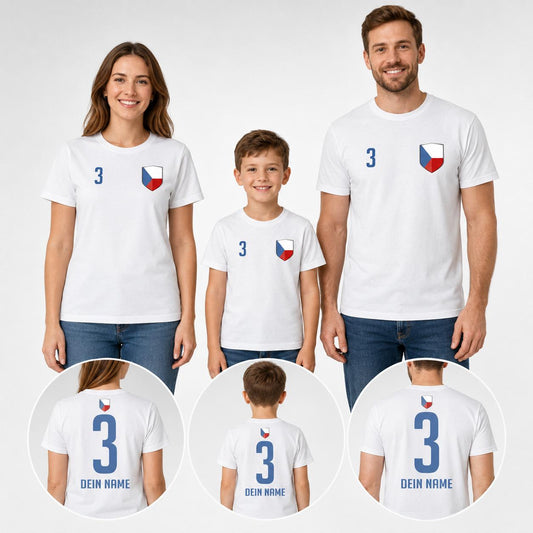 Tschechien Fan-Shirts für Kinder und Erwachsene mit Wappen, Wunschname und Nummer