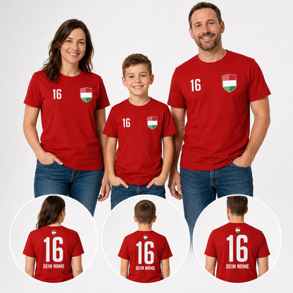 Ungarn Fan-Shirts für Kinder und Erwachsene mit Wappen, Wunschname und Nummer