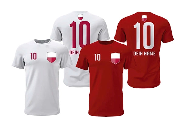 Personalisierte Polen Fan-Shirts in Rot und Weiß für die ganze Familie