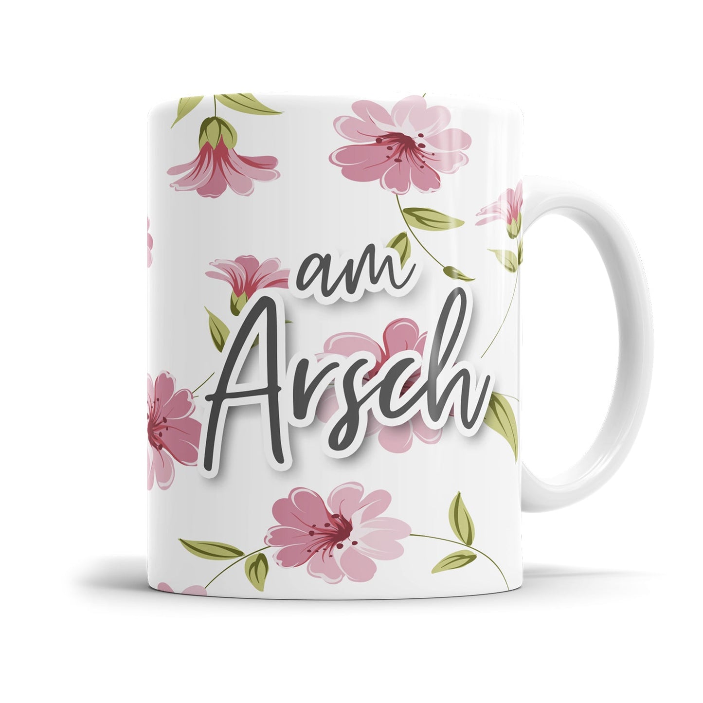 Freche rosa Sprüche Tasse mit provokantem Wortmotiv