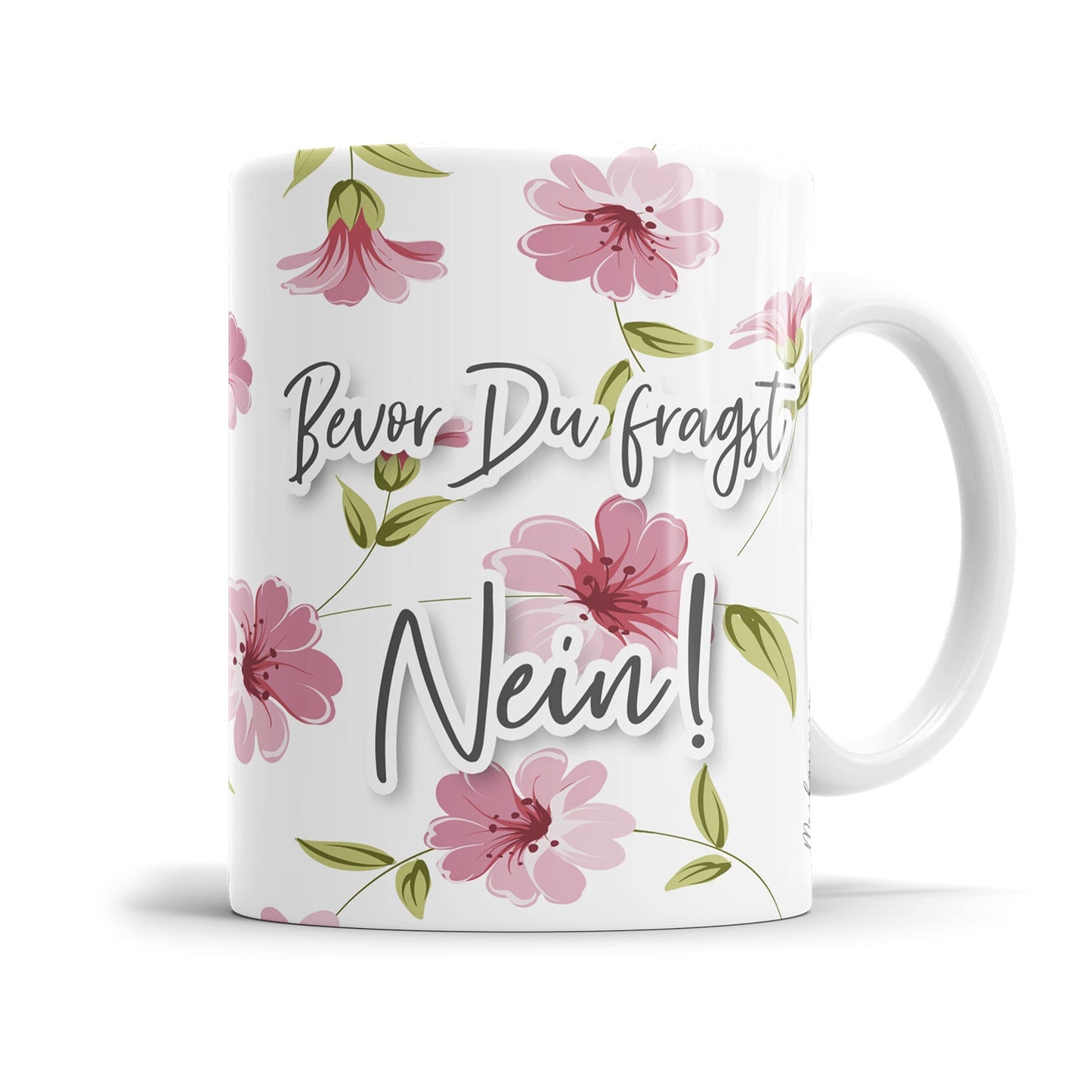 Rosa Tasse mit frecher klarer Botschaft