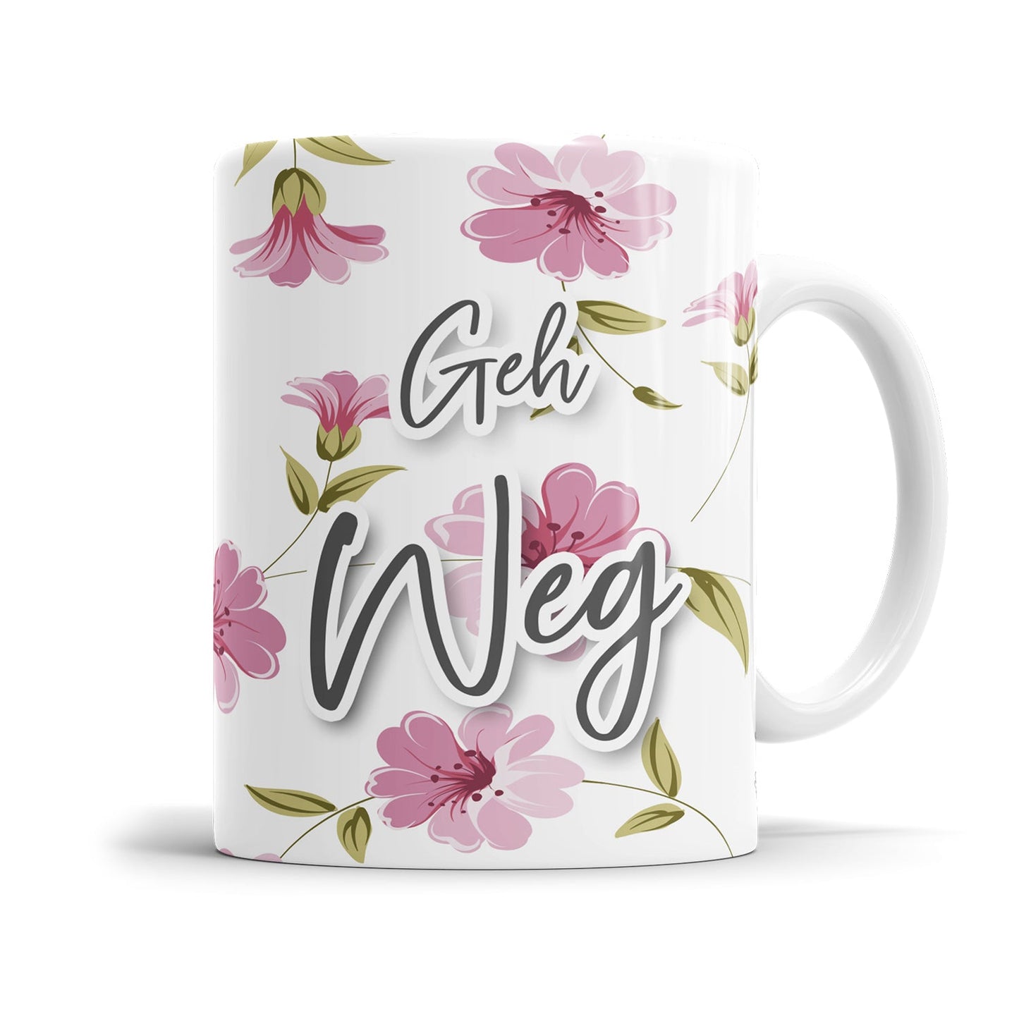 Freche rosa Sprüche Tasse mit klarer Botschaft
