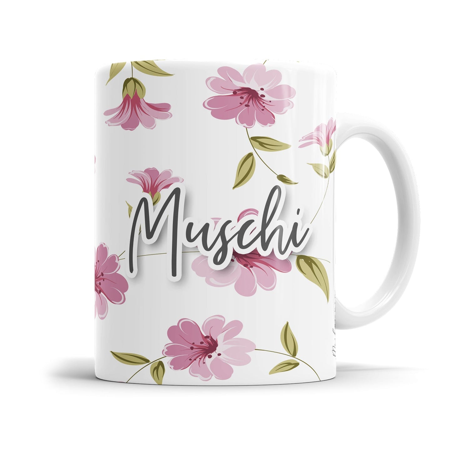 Rosas Chaos Tasse mit frechem Wort im Blumendesign