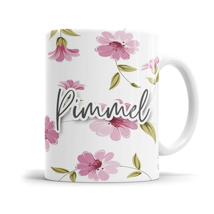 Freche Wort Tasse im rosa Blumen Design