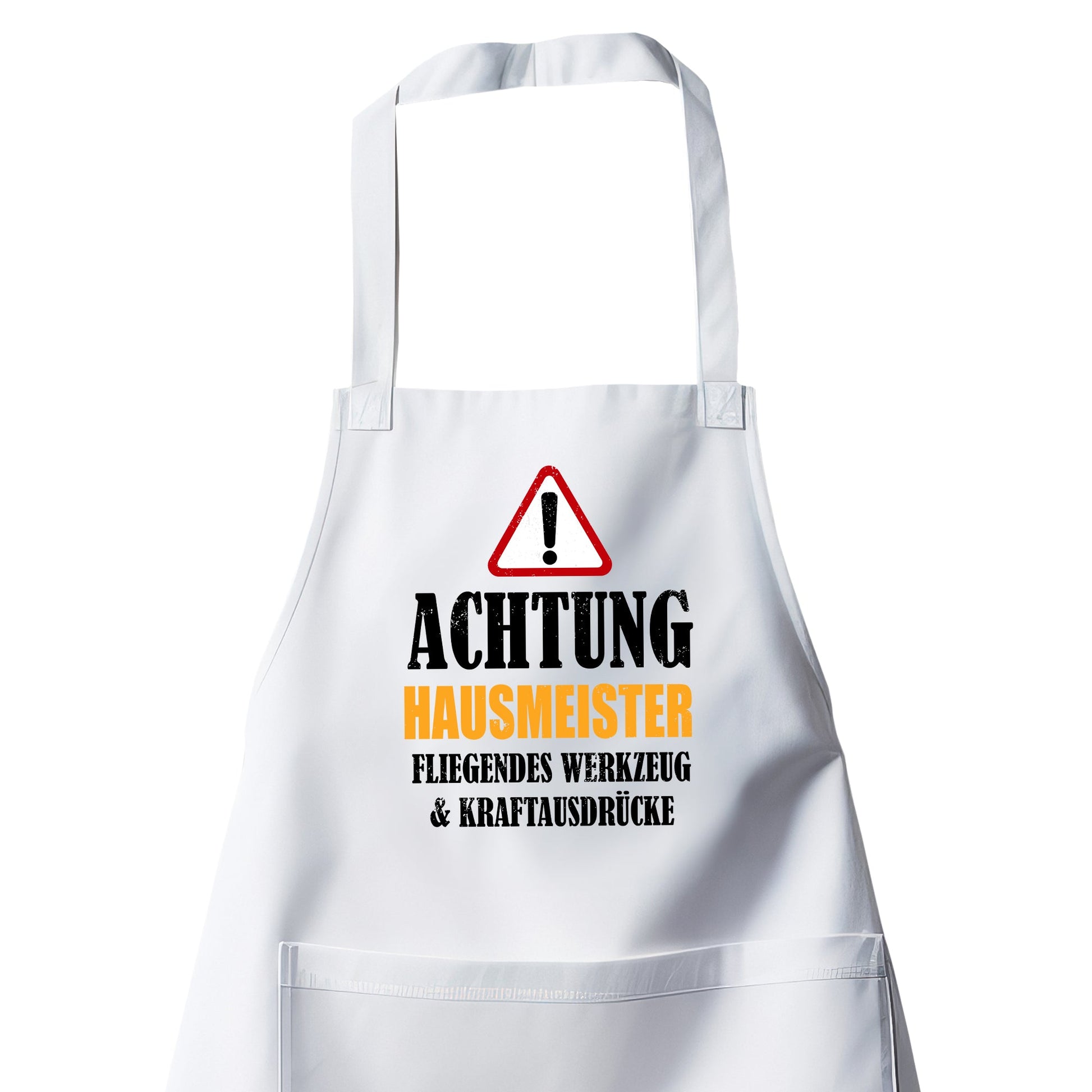 Achtung Hausmeister - Kraftausdrücke - Schürze Weiß - Fulima