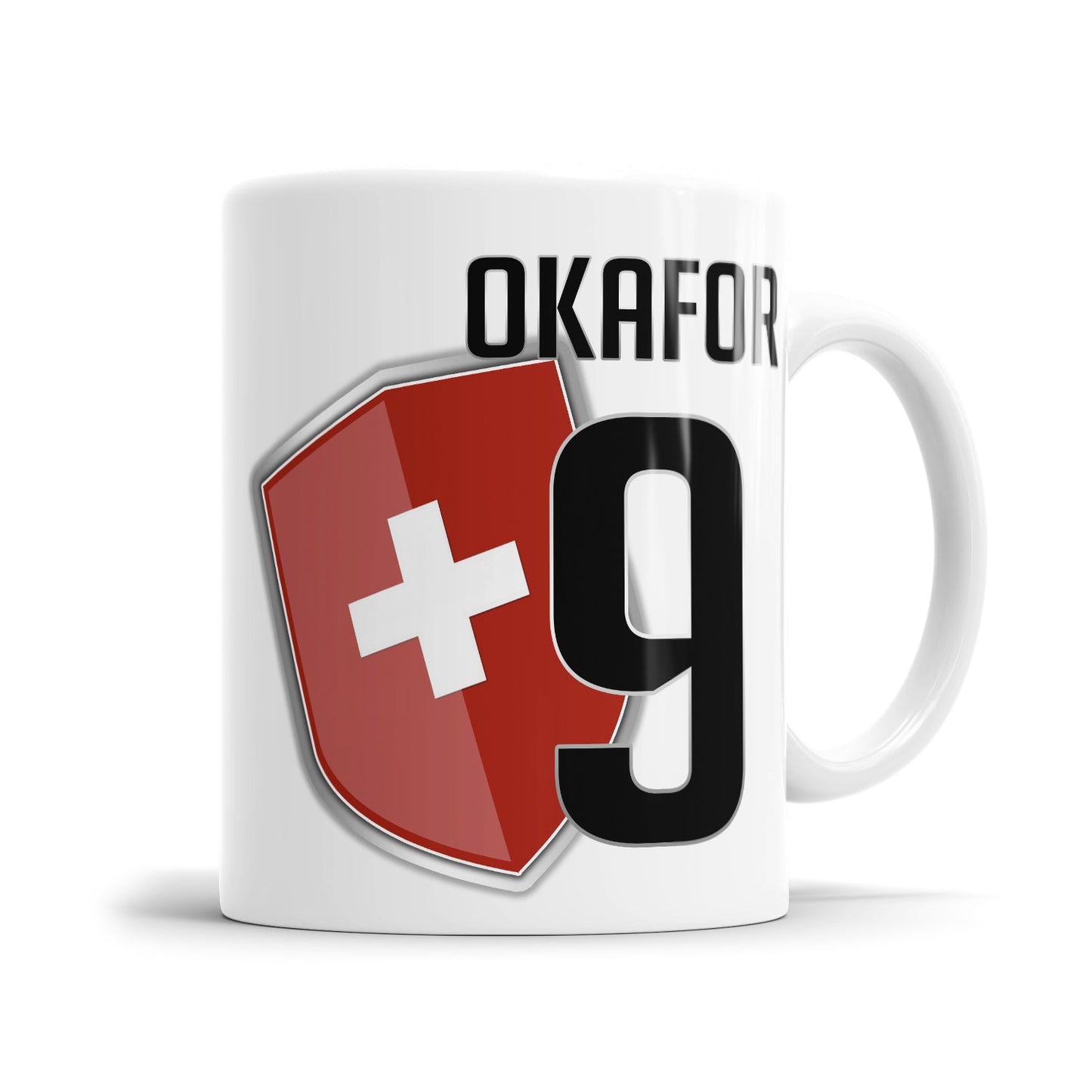 Personalisierte Schweiz Wappen Tasse mit Name und Nummer