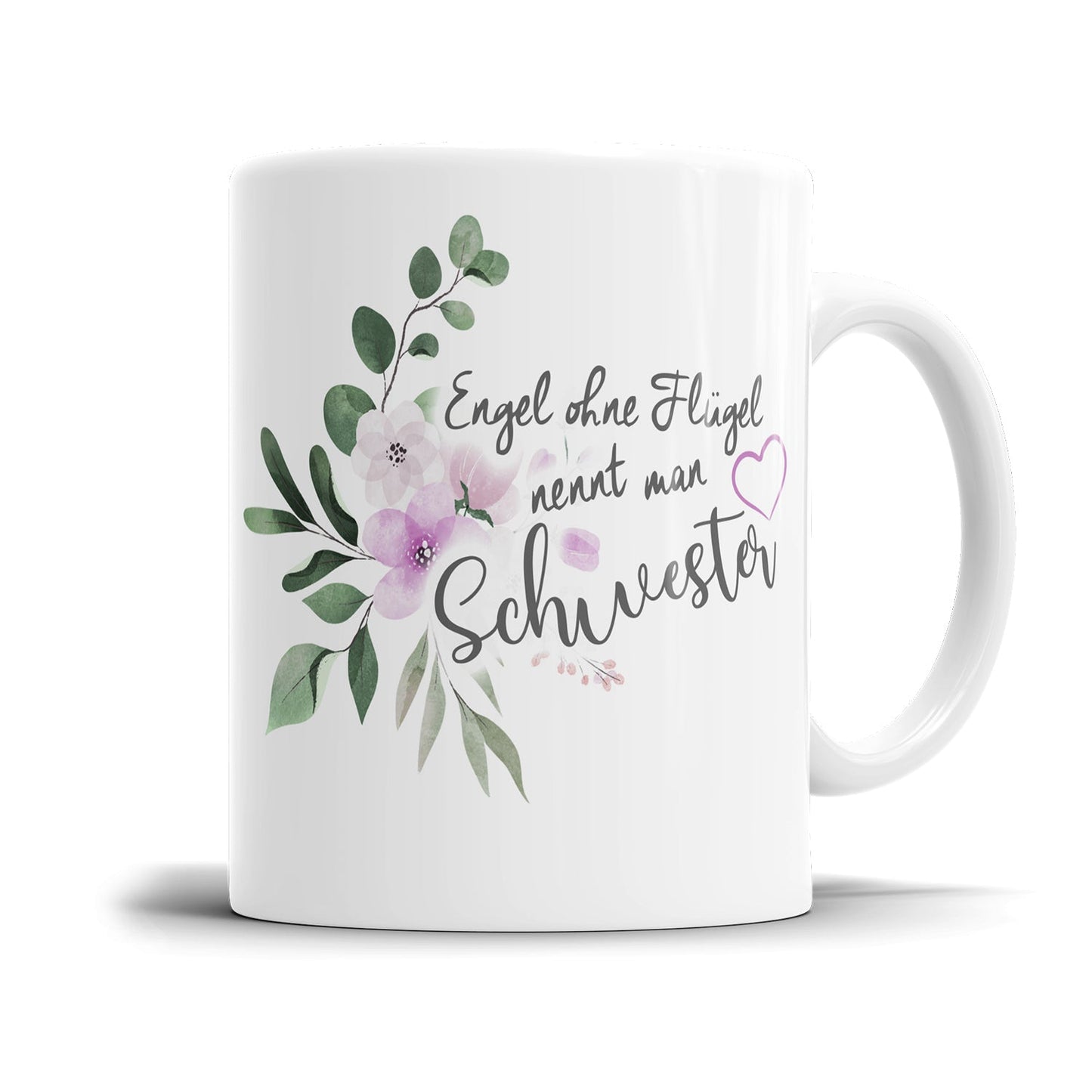Emotionale Schwester Tasse mit liebevollem Engel Spruch