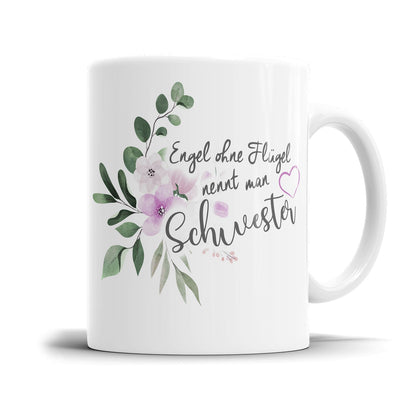 Emotionale Schwester Tasse mit liebevollem Engel Spruch