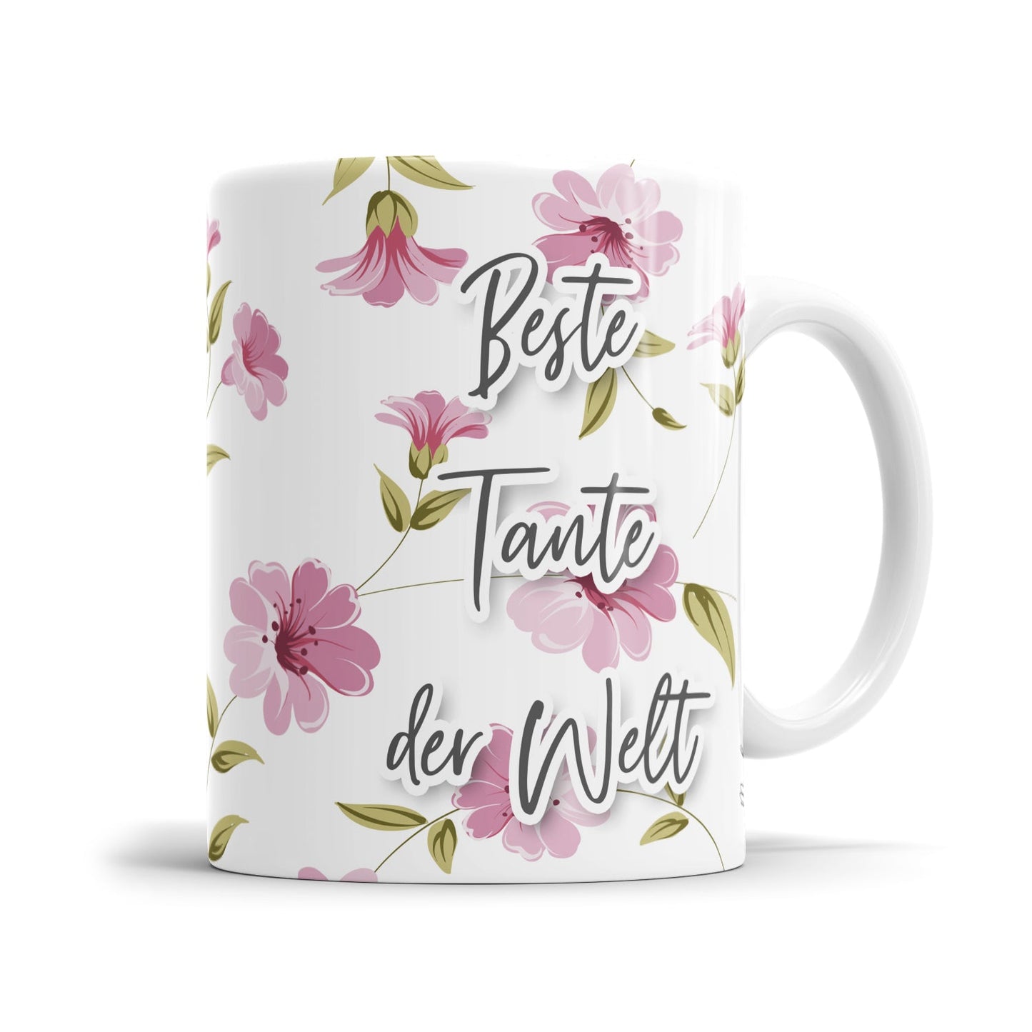 Tante Tasse mit floralem Design und liebevollem Spruch
