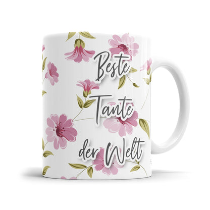 Tante Tasse mit floralem Design und liebevollem Spruch