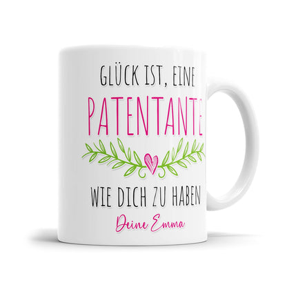 Liebevolle Patentante Tasse personalisiert mit Kindernamen