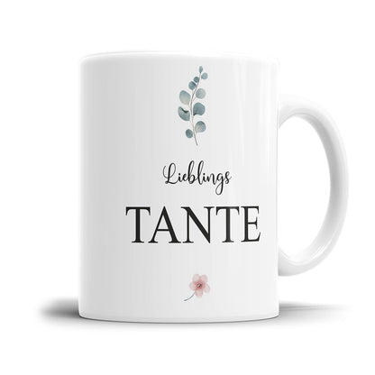 Schlichte Tante Tasse mit Lieblingstante Spruch