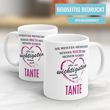 Beidseitig bedruckte Tante Tassen mit Spruch oder Foto
