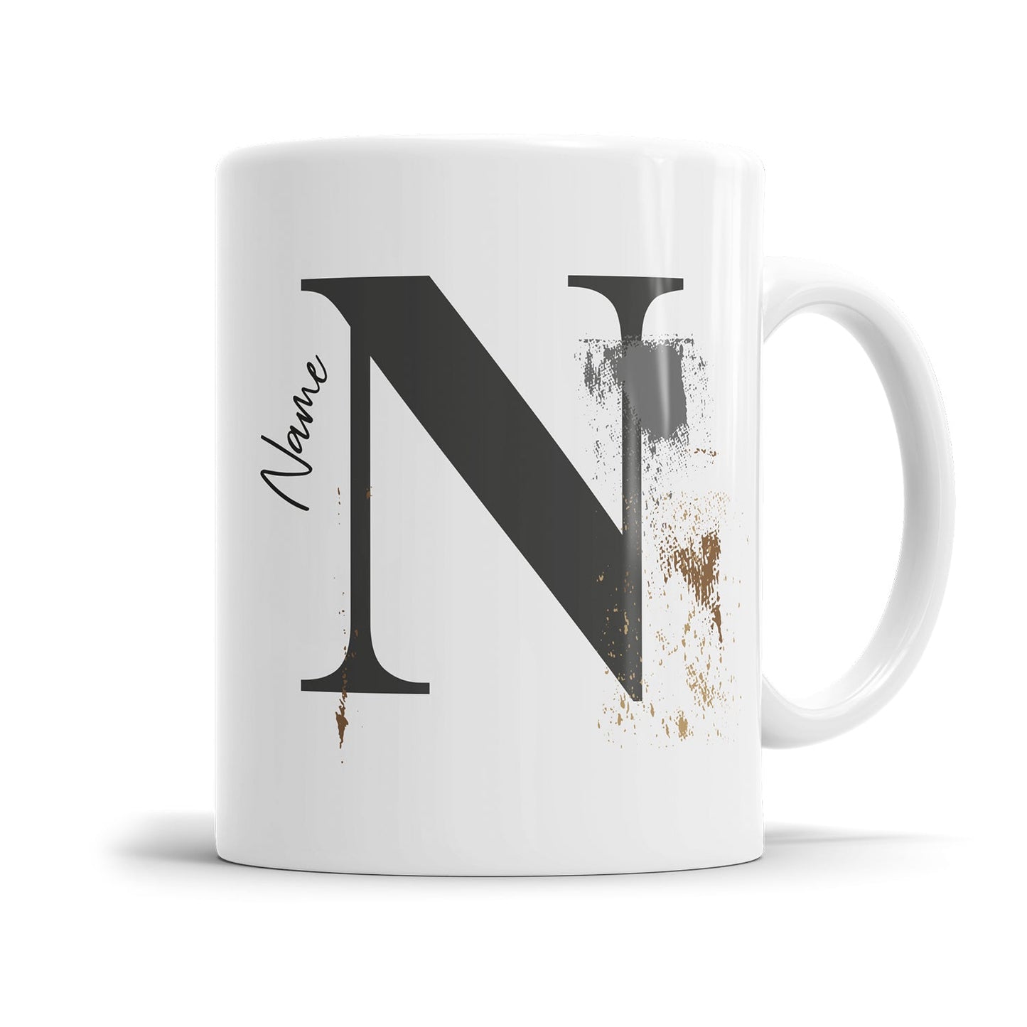 Tasse mit Buschstabe im künstlerischen, abstrakten Design - personalisierbar mit Name