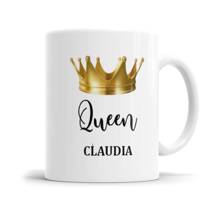 Tasse mit Name und goldener Königin Krone - Queen personalisierte Namenstasse