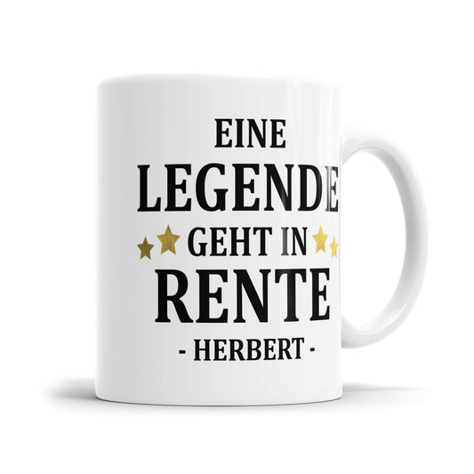 Eine Legende geht in Rente - Goldene Sterne mit Namen - Ruhestand Tasse