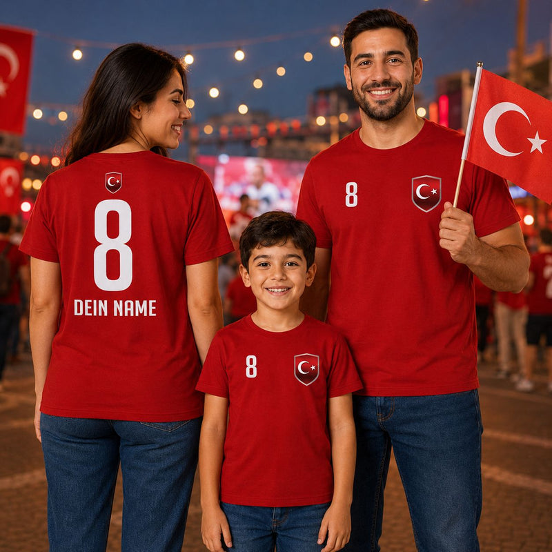 Türkei Fan Shirt personalisierbar mit Name und Nummer für Kinder und Erwachsene 