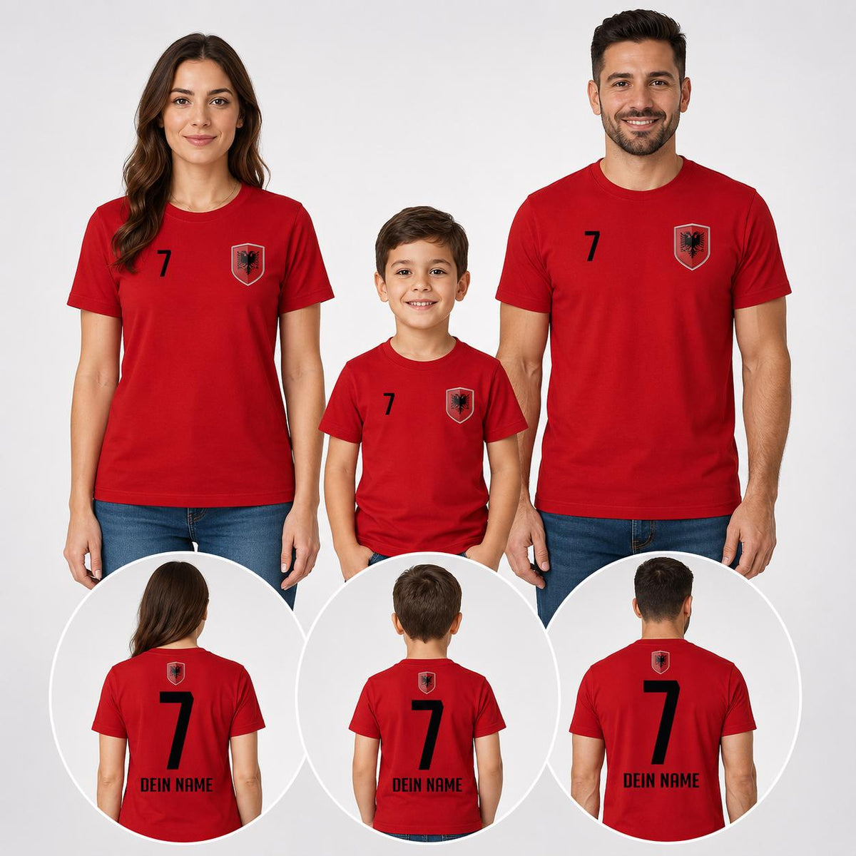 Albanien Shirt mit Name und Nummer für Mann, Frau und Kind Vorschau 