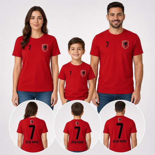Albanien Shirt mit Name und Nummer für Mann, Frau und Kind Vorschau 