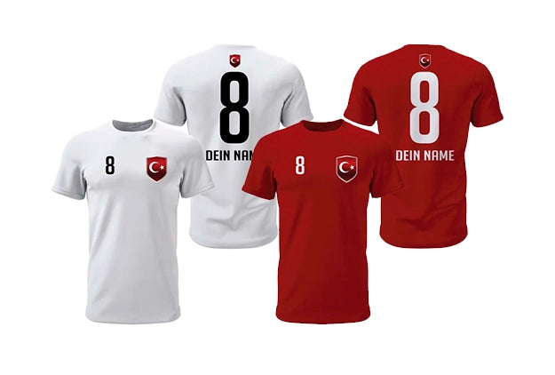 Personalisiertes Türkei Shirt in Rot oder in Weiß mit Name und Nummer 