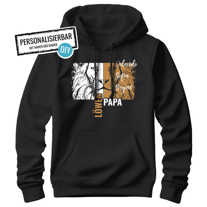 Papa Hoodie - Löwenpapa mit Namen der Kinder - Geschenk Papa