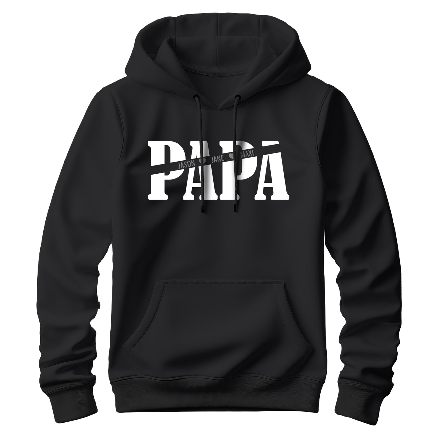 Papa Hoodie - Papa mit Namen der Kinder und Herzchen - Geschenkidee