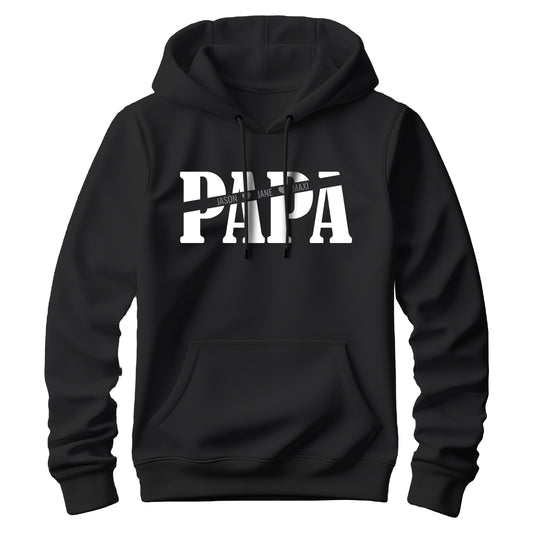 Papa Hoodie - Papa mit Namen der Kinder und Herzchen - Geschenkidee Schwarz - FULiMA®