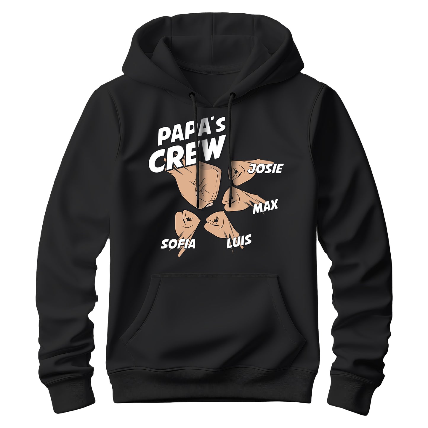 Papa Hoodie mit Namen - Papas Crew Faust von 2 bis 4 Kinder - Geschenk Papa