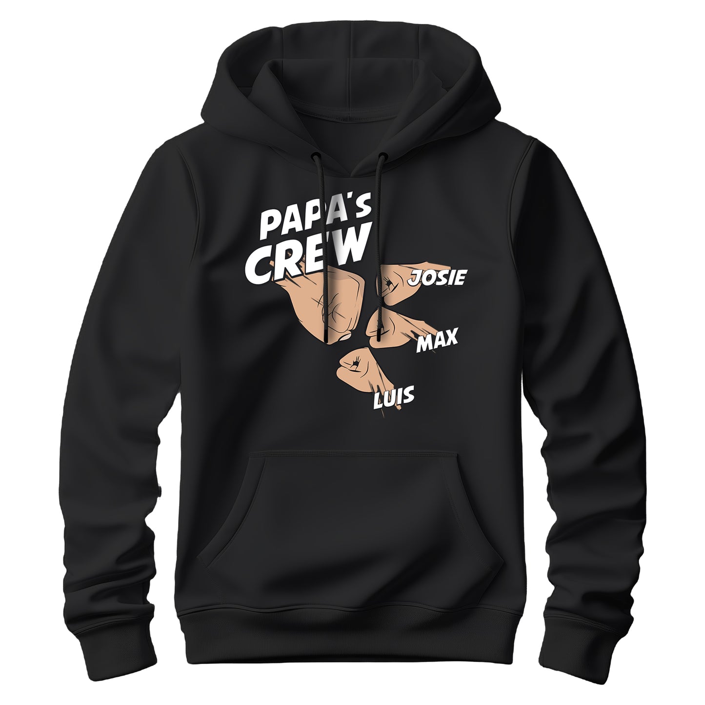 Papa Hoodie mit Namen - Papas Crew Faust von 2 bis 4 Kinder - Geschenk Papa