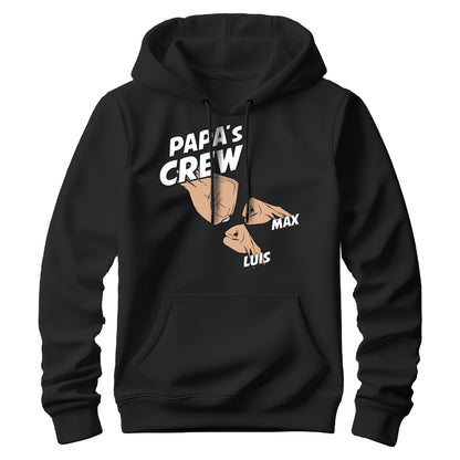 Papa Hoodie mit Namen - Papas Crew Faust von 2 bis 4 Kinder - Geschenk Papa