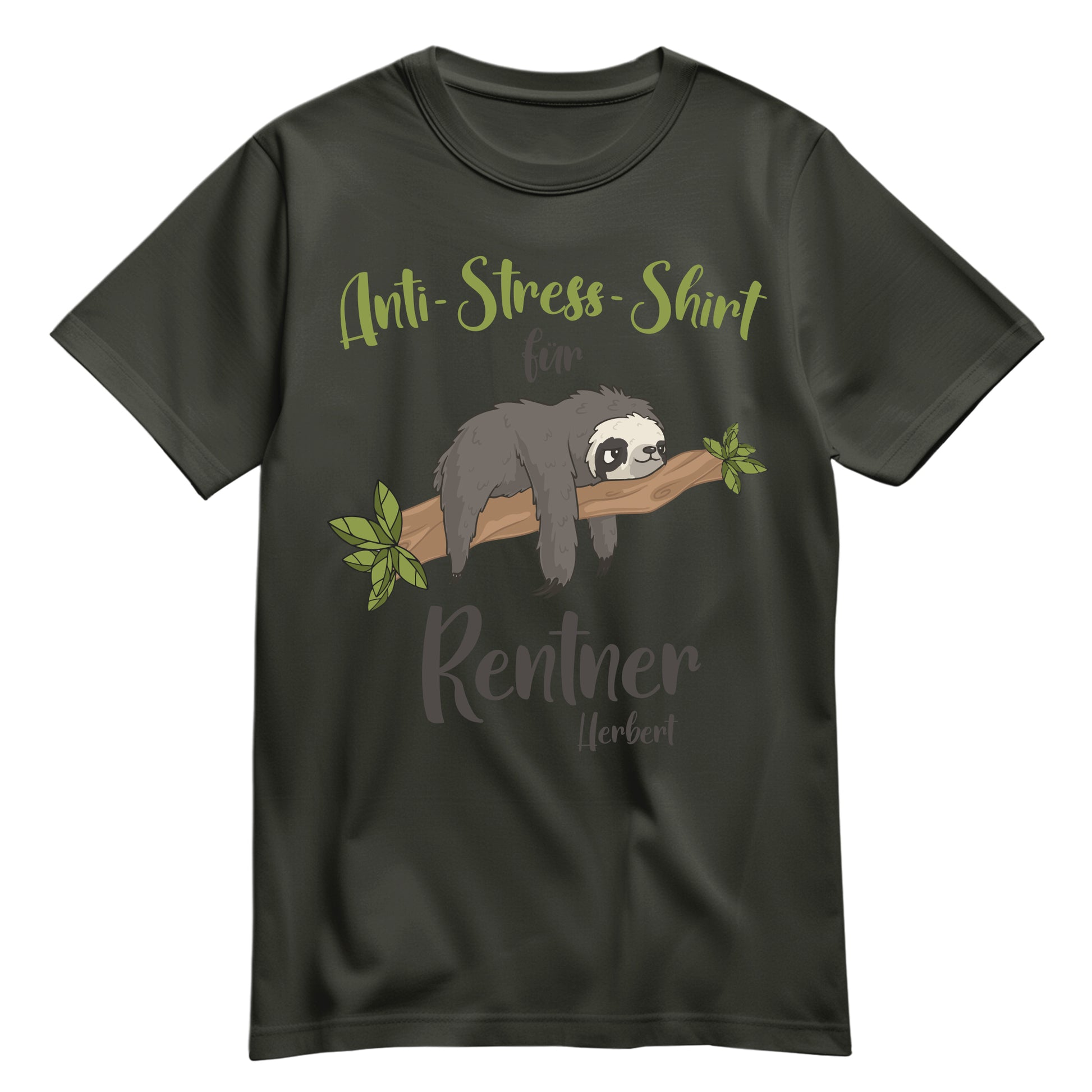 Rentner T Shirt - Anti Stress Shirt für Rentner - Personalisiert mit Namen - Rente Geschenk Khaki