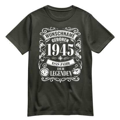 Geboren 1945 das Jahr der Legenden - personalisiert mit Namen - Shirt Khaki - FULiMA®