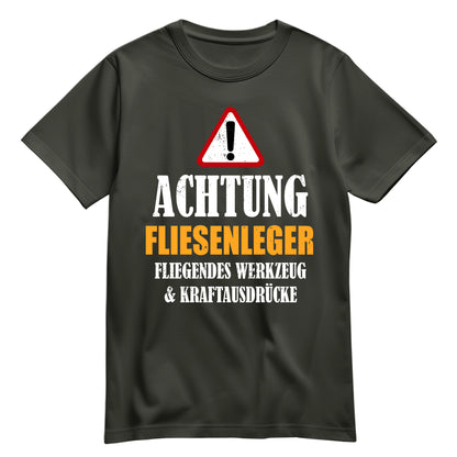 Achtung Fliesenleger - Kraftausdrücke - Shirt Khaki - FULiMA®