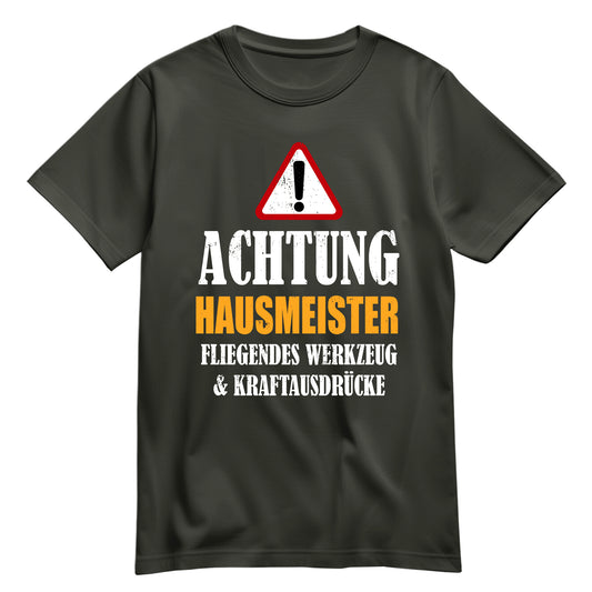 Achtung Hausmeister - Kraftausdrücke - Shirt Khaki - FULiMA®