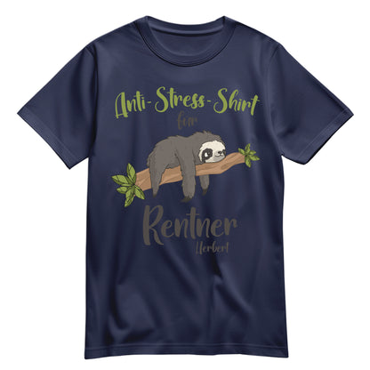 Rentner T Shirt - Anti Stress Shirt für Rentner - Personalisiert mit Namen - Rente Geschenk Navy