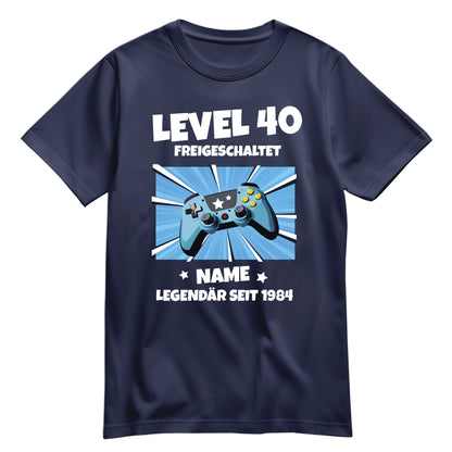 Geburtstagshirt - Level 40 freigeschaltet - Legendär - mit Namen