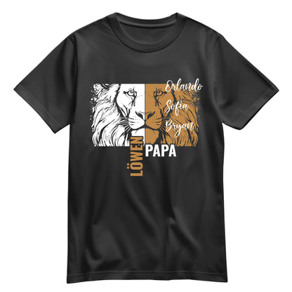 Papa T Shirt - Löwenpapa mit Namen der Kinder - Geschenk Papa