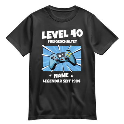 Geburtstagshirt - Level 40 freigeschaltet - Legendär - mit Namen