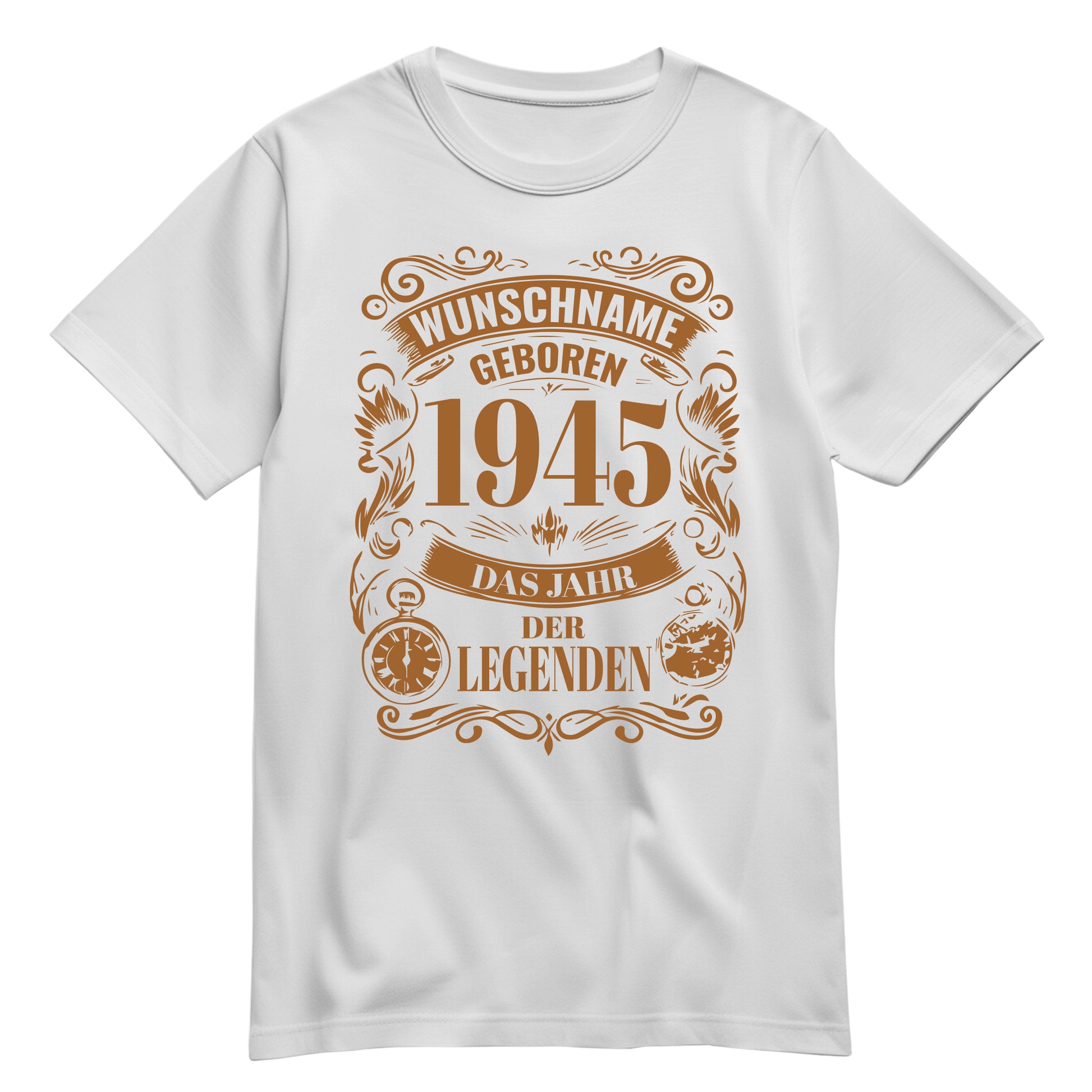 Geboren 1945 das Jahr der Legenden - personalisiert mit Namen - Shirt Weiß - FULiMA®