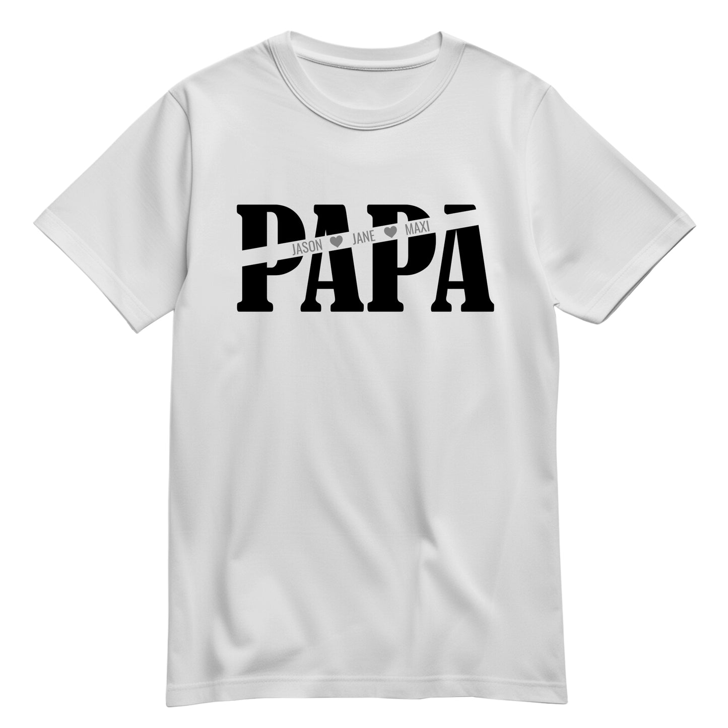 Papa T Shirt - Papa mit Namen der Kinder und Herzchen - Geschenkidee