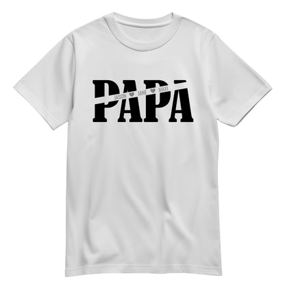 Papa T Shirt - Papa mit Namen der Kinder und Herzchen - Geschenkidee